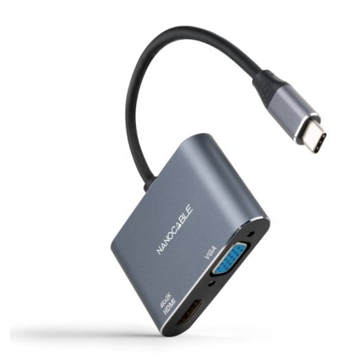Nanocable HDMI-Buchse auf VGA-Buchse-Konverter, 15 cm, Grau