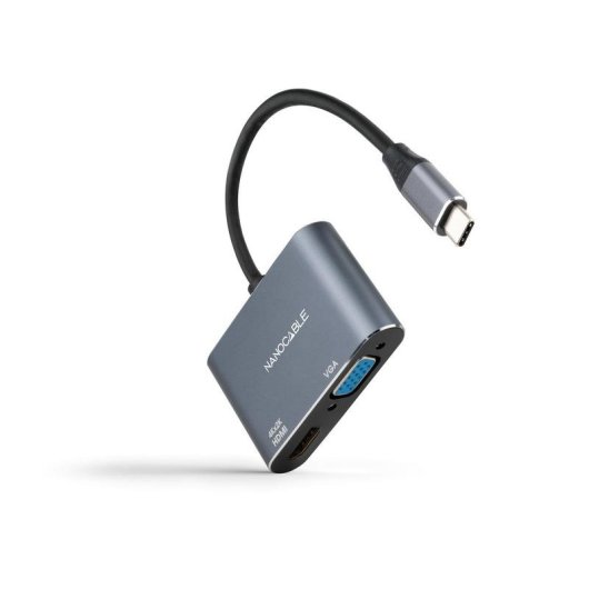 Nanocable 10.16.4303 USB-C auf HDMI/VGA Adapter 15 cm Grau