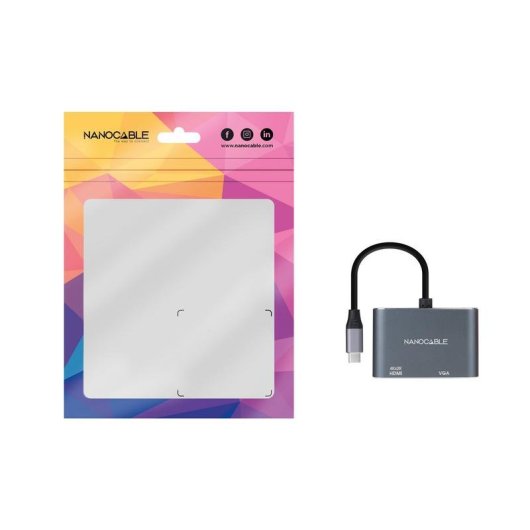 Nanocable 10.16.4303 USB-C auf HDMI/VGA Adapter 15 cm Grau