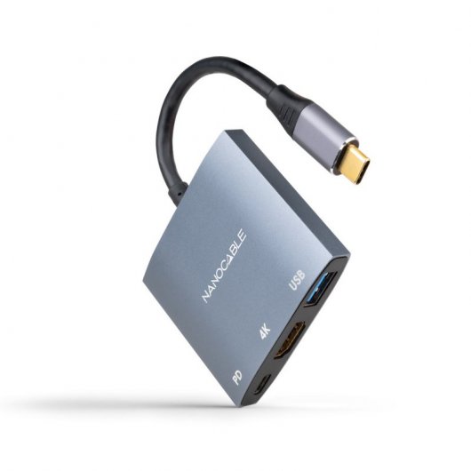 Nanocable Conversor USB Tipo-C a HDMI 4K Hembra /USB Hembra/USB Tipo-C 15cm Gris