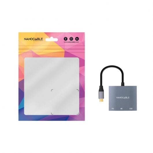 Nanocable Conversor USB Tipo-C a HDMI 4K Hembra /USB Hembra/USB Tipo-C 15cm Gris