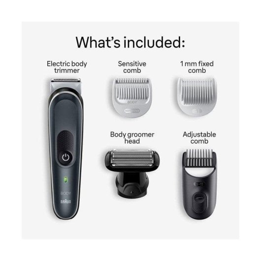 Máquina de Barbear Corporal Braun BodyGroomer BG5360 Recarregável 100min Seco e Molhado 3 Pentes