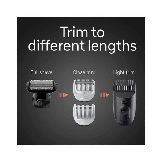 Máquina de Barbear Corporal Braun BodyGroomer BG5360 Recarregável 100min Seco e Molhado 3 Pentes