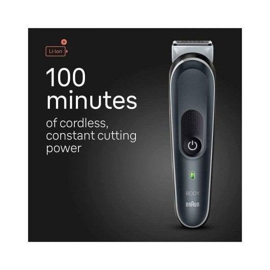 Máquina de Barbear Corporal Braun BodyGroomer BG5360 Recarregável 100min Seco e Molhado 3 Pentes