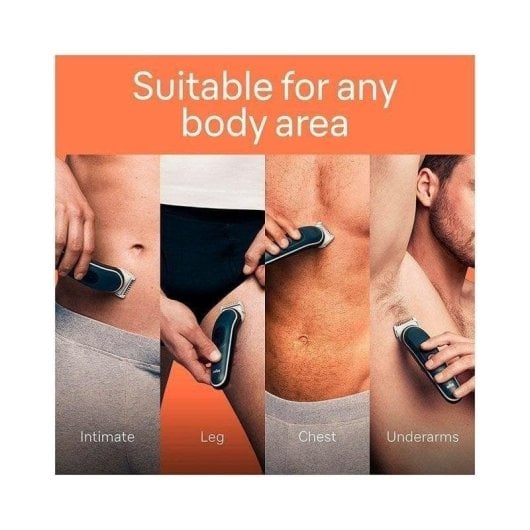 Máquina de Barbear Corporal Braun BodyGroomer BG5360 Recarregável 100min Seco e Molhado 3 Pentes