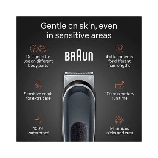 Bodygroomer Braun BodyGroomer Series 5 BG5360 Kabellos 100min Nass und Trocken 3 Aufsätze
