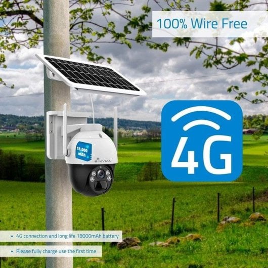 Câmera de vigilância Nivian 2K Visão Noturna Externa Detecção IA Áudio Bidirecional Painel Solar