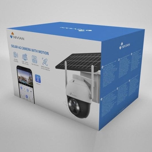 Câmera de vigilância Nivian 2K Visão Noturna Externa Detecção IA Áudio Bidirecional Painel Solar