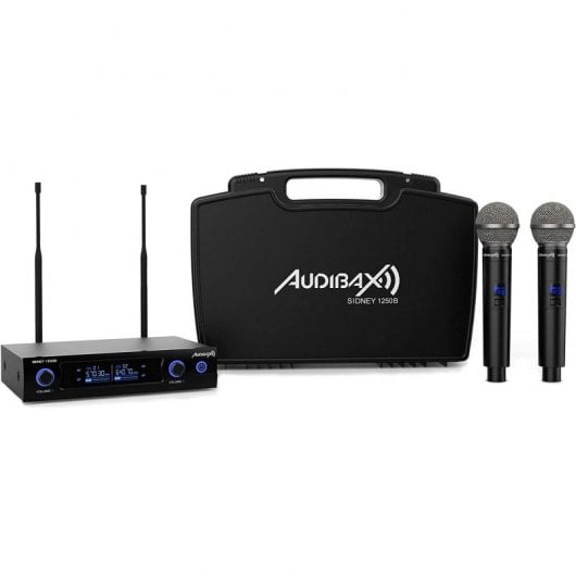 Audibax Sidney 1250 B Sistema de Microfone Sem Fios Dual UHF com Frequência B + Estojo