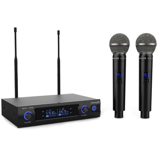 Audibax Sidney 1250 B Sistema de Microfone Sem Fios Dual UHF com Frequência B + Estojo