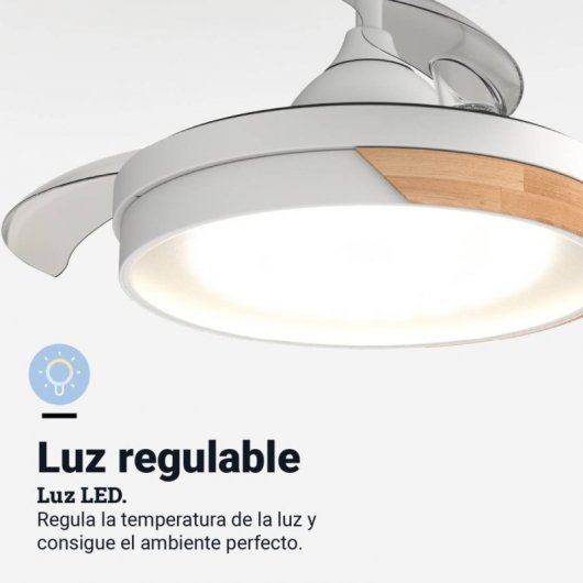 Universal Blue Oroshi 6042W Ventoinha de tecto com pás retrácteis e WiFi 35W Branco/Madeira