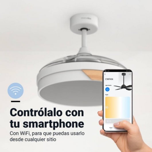Universal Blue Oroshi 6042W Ventoinha de tecto com pás retrácteis e WiFi 35W Branco/Madeira