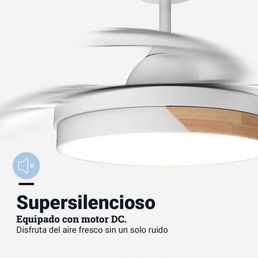 Universal Blue Oroshi 6042W Ventoinha de tecto com pás retrácteis e WiFi 35W Branco/Madeira
