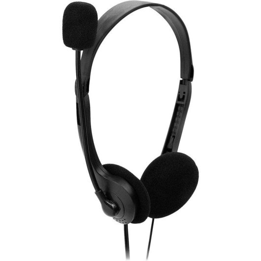 Auriculares Nilox con cable Jack 3.5 mm, micrófono ajustable, uso oficina, color negro