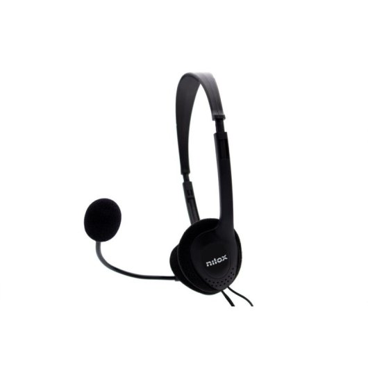 Auriculares Nilox con cable Jack 3.5 mm, micrófono ajustable, uso oficina, color negro