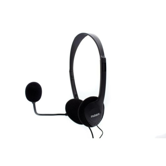 Auriculares Nilox con cable Jack 3.5 mm, micrófono ajustable, uso oficina, color negro