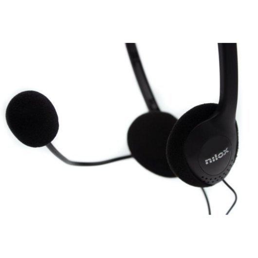 Auriculares Nilox con cable Jack 3.5 mm, micrófono ajustable, uso oficina, color negro
