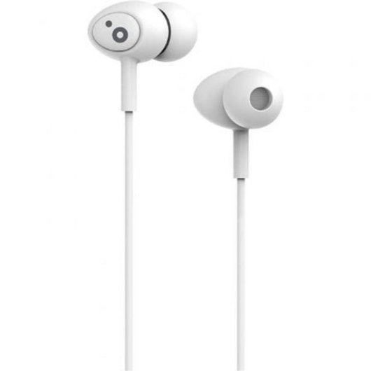 Auriculares Sunstech Pops con cable Jack 3,5 mm In-Ear para música con micrófono blanco