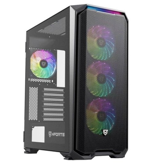PC-Gehäuse Nfortec Krater X ARGB ATX E-ATX Schwarz 4 Lüfter Glas
