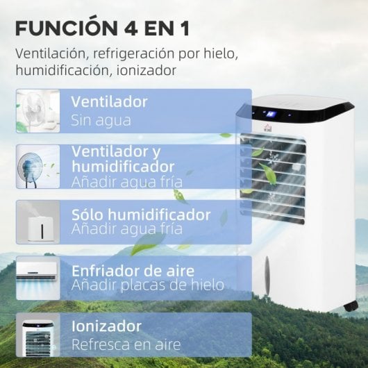 Homcom 824-037V90 Climatizador Evaporativo con Mando a Distancia 60W 10L Blanco