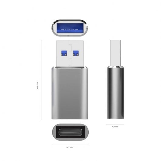 Aisens A108-0677 Adattatore Mini USB 3.2 Gen2 a USB 2.0 3A Grigio