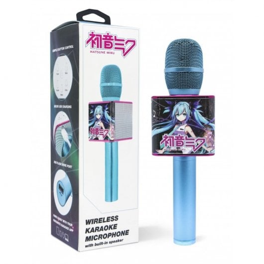OTL Technologies Microfone Karaoke Hatsune Miku Sem fios com altifalante para qualquer fonte de som