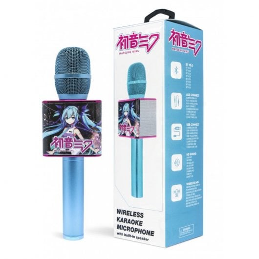 OTL Technologies Microfone Karaoke Hatsune Miku Sem fios com altifalante para qualquer fonte de som
