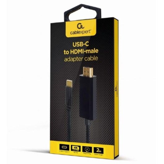 Adaptateur USB-C vers HDMI Gembird A-CM-HDMIM-02 4K 60Hz 2m Noir