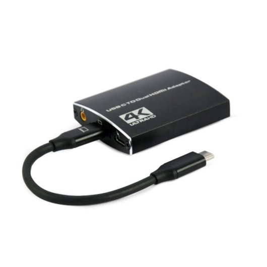 Adaptador USB-C a Doble HDMI Gembird A-CM-HDMIF2-01 4K 60Hz Negro