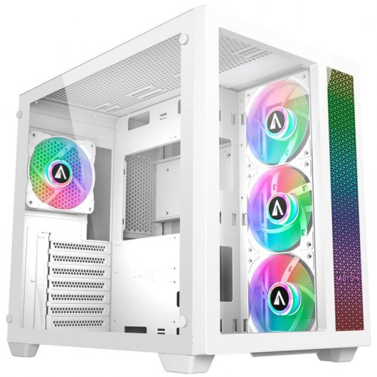 Boîtier PC Gamer ABYSM Danube SAVA H600 - 3 Panneaux Verre Trempé, 4 Ventilateurs ARGB 120 Mm, Support GPU Vertical, Compatible E-ATX