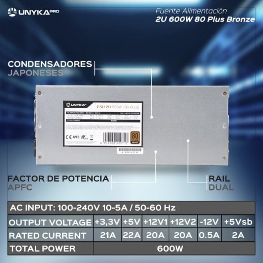 UNYKAch FLEX ATX 2U 600W 80+ Bronze Fonte de Alimentação