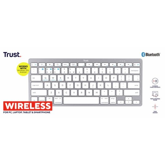 Trust Compact Clavier Sans Fil Argent
