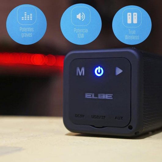 Elbe ALT-190-TWS Coluna Portátil Bluetooth 10W Preta