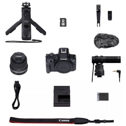 Canon EOS R50 24.2MP WiFi Preto + Kit para Vloggers