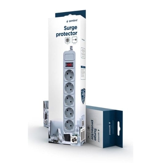 Régua de tomadas Gembird SPG3-B-15C 5 Schuko Proteção contra Sobretensão Interruptor 4.5 m