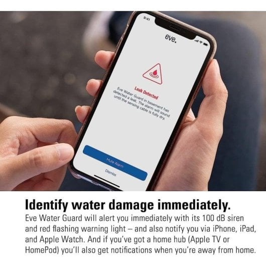 Detector de vazamento de água Eve Water Guard 10EBZ8701 Apple HomeKit Bluetooth Thread Alerta Visual e Sonoro