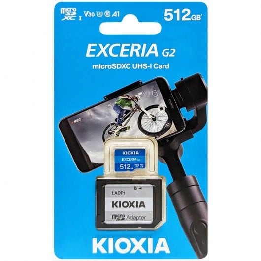 Kioxia Exceria G2 MicroSDHC 512GB UHS-III U3 A1 V30 Classe 10 + Adaptador SD