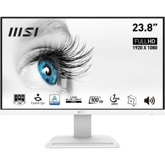 Écran PC MSI PRO MP243XW 23,8" Full HD 100Hz IPS Blanc Haut-parleurs 1ms VESA