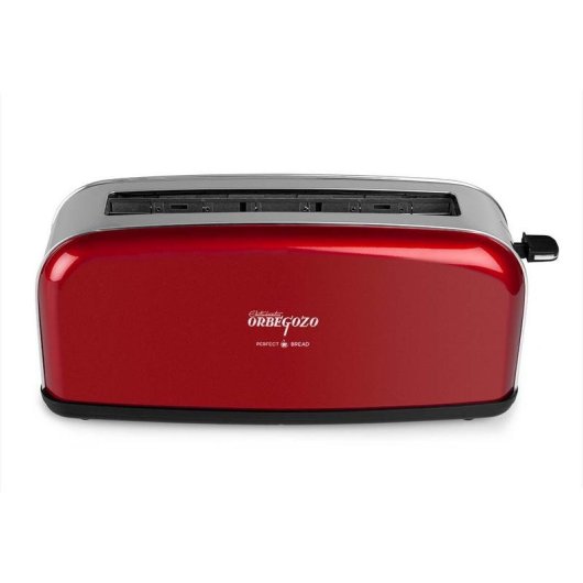 Torradeira vintage Orbegozo TOV 6200 1 ranhura comprida extralarga 850 W 6 níveis Descongelação Reaquecimento Vermelha