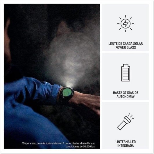 Garmin Fénix 7X Pro Solar GPS NFC 51mm MIP Gris Correa Negra Resistencia Agua 10ATM SpO2