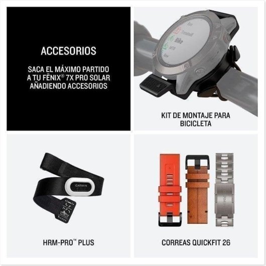 Garmin Fénix 7X Pro Solar GPS NFC 51mm MIP Gris Correa Negra Resistencia Agua 10ATM SpO2