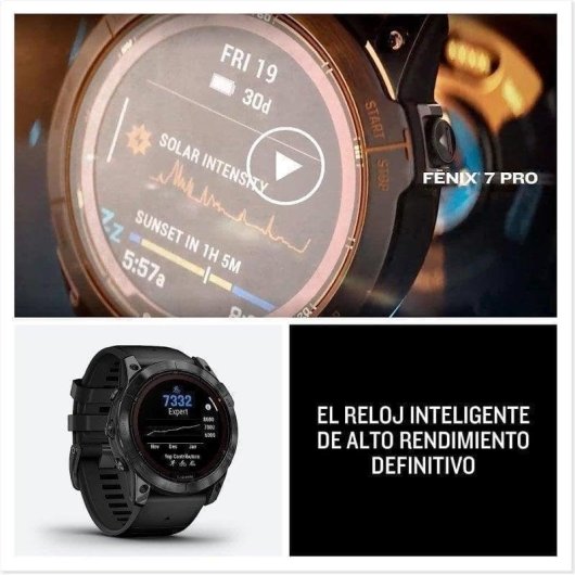 Garmin Fénix 7X Pro Solar GPS NFC 51mm MIP Cinza Pulseira Preta Resistência Água 10ATM SpO2