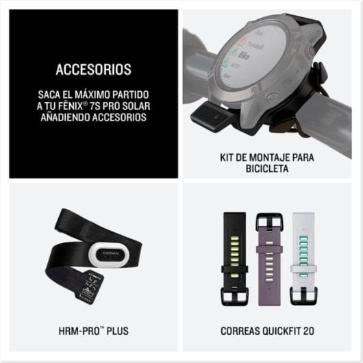Reloj deportivo Garmin F?nix 7S Pro 1.2" Power Glass GPS Solar Plata Banda Grafito 32GB