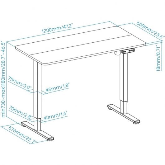 TooQ TQESSD22-BK Origami Mesa de Escritorio Eléctrica Ajustable Elevable Negra