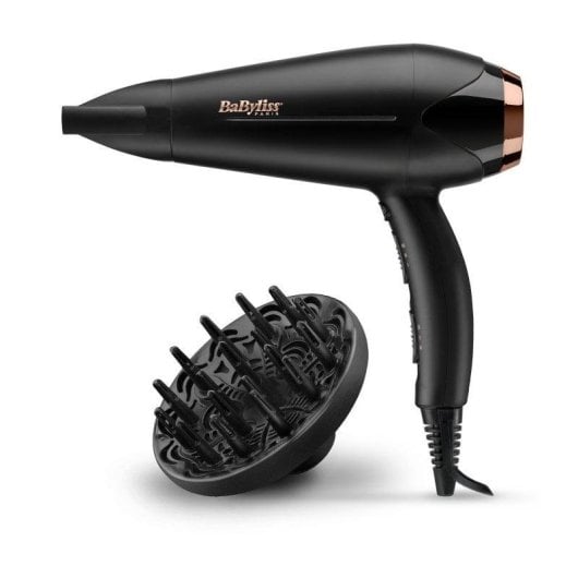 Secador BaByliss Turbo Shine 2200W iônico cerâmica cabo 1,95m difusor preto