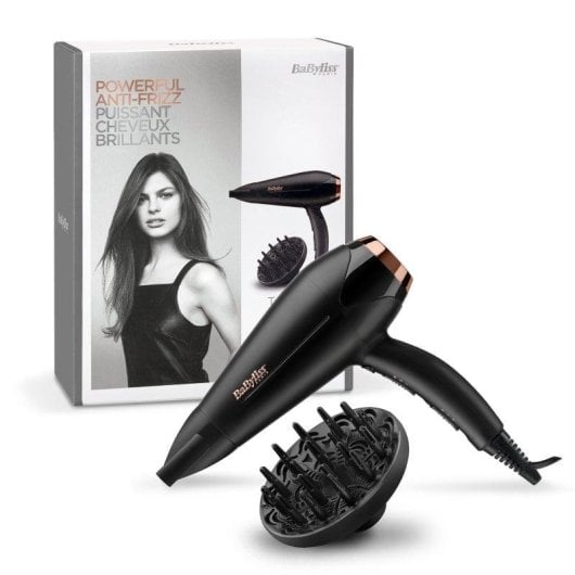 Secador BaByliss Turbo Shine 2200W iônico cerâmica cabo 1,95m difusor preto