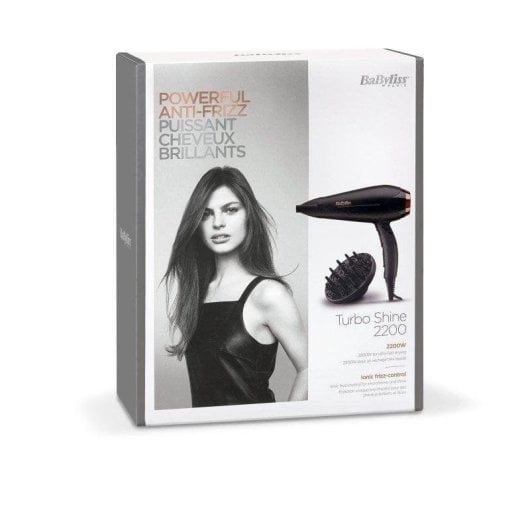 Sèche-cheveux Ionique BaByliss Turbo Shine 2200W 3 Températures 2 Vitesses avec Accessoires Noir