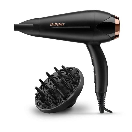 Secador BaByliss Turbo Shine 2200W iônico cerâmica cabo 1,95m difusor preto