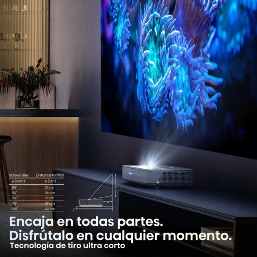 Hisense PL1SE Proyector de Alcance Ultracorto Láser ANSI DLP UltraHD 4K 2100 Lúmenes
