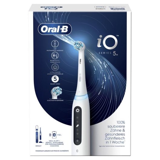 Escova de Dentes Oscilante Rotativa Oral-B iO5 5 Modos Sensor de Pressão 1 Cabeça Estojo Temporizador Inteligência Artificial